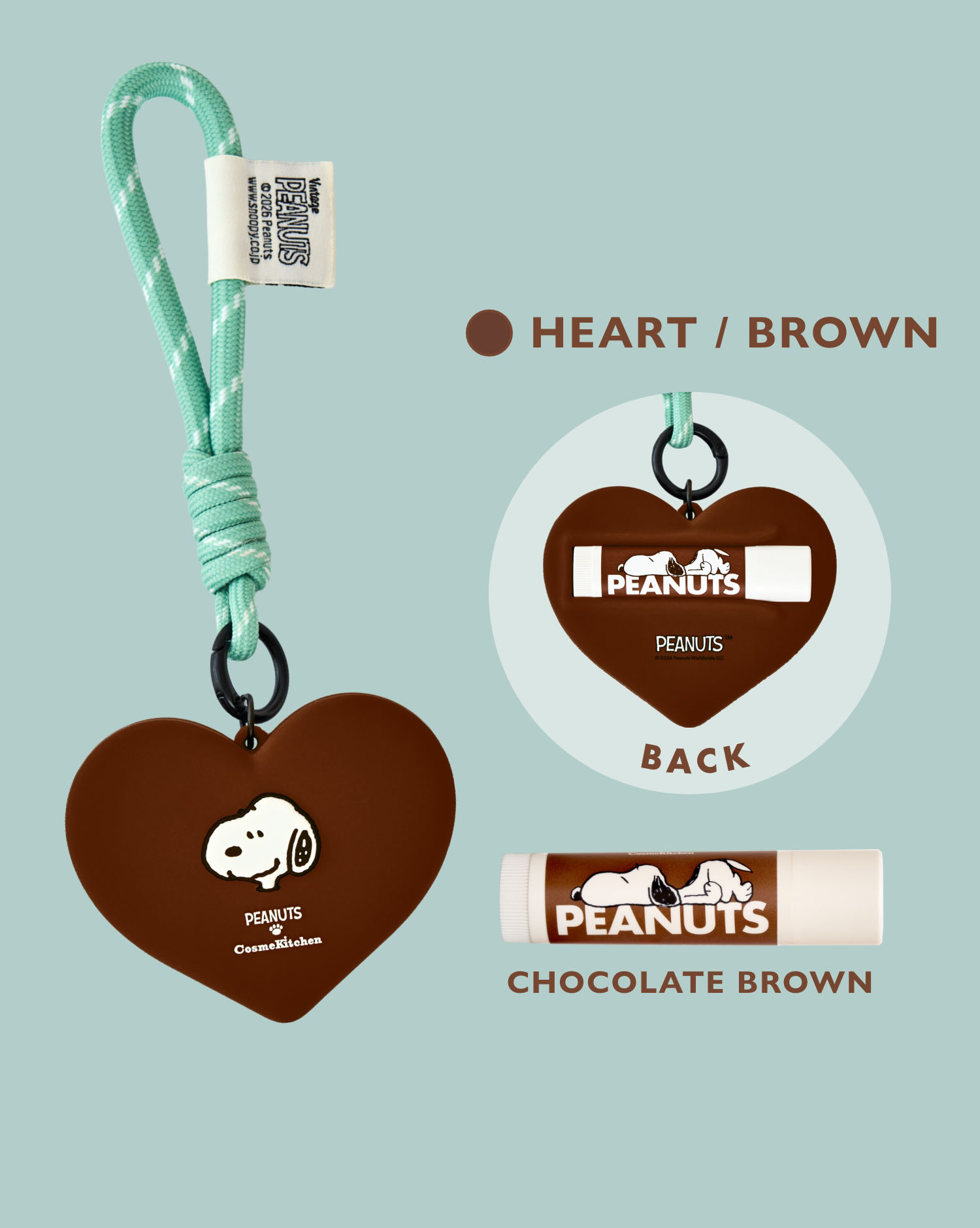 PEANUTS アロマティックリップクリーム チャームセット HEART / BROWN