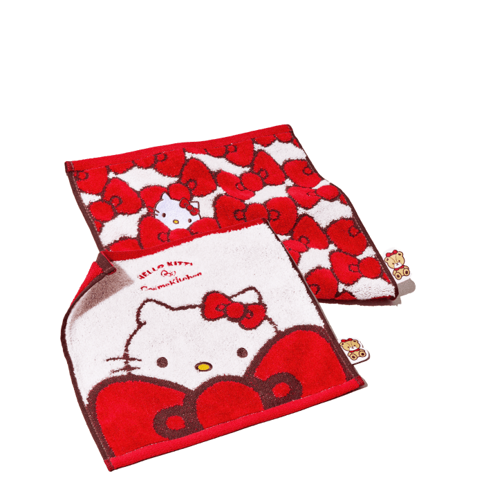 〈HELLO KITTY〉 タオルハンカチ フェイス/リボン