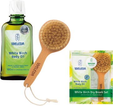 ホワイトバーチ ドライブラシセット［ホワイトバーチ ボディオイル100mL／ヴェレダ オリジナルドライブラシ］