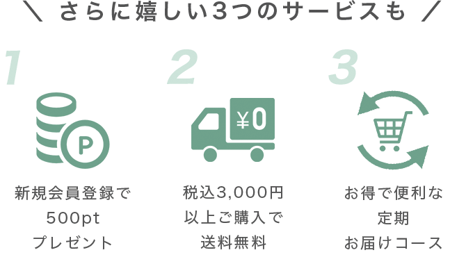 さらに嬉しい３つのサービスも